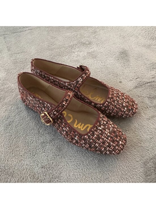 Sam Edelman Shoes - Sam Edelman Michaela Mary Jane Tweed Boucle Flats Women's 8 Shoes Brown Red